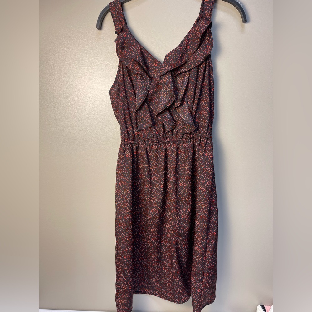 Massimo Ruffled Mini Dress in Black and Red